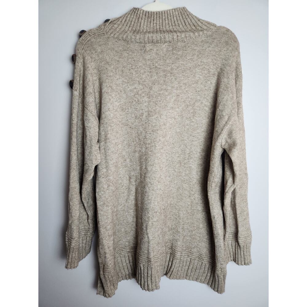 Anthropologie Margarita Tunic sweater sz L Button Heathered brown boho career - Picture 6 of 12